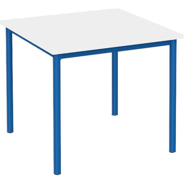 MILA Tisch 80x80, Tischhöhe 46 cm, gerade Ecken - blau - weiss