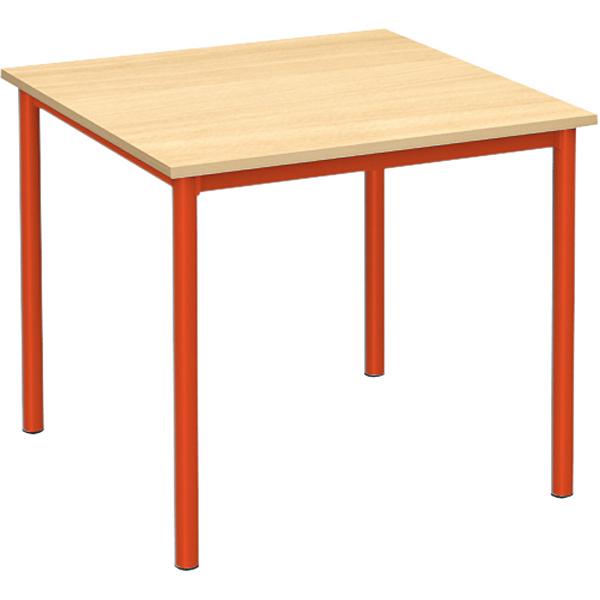 MILA Tisch 80x80, Tischhöhe 59 cm, gerade Ecken - rot - Birke