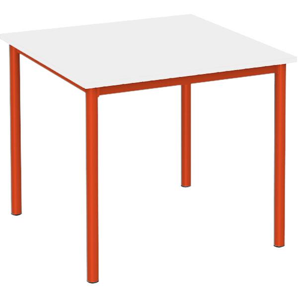 MILA Tisch 80x80, Tischhöhe 64 cm, gerade Ecken - rot - weiss