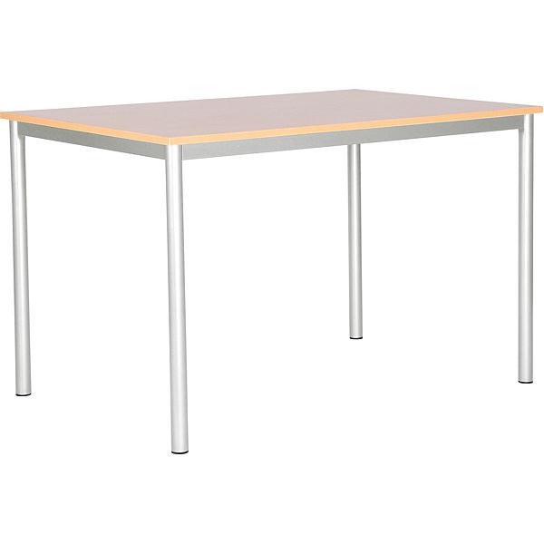 MILA Tisch 120x80, Tischhöhe 46 cm, gerade Ecken - alufarben - Birke