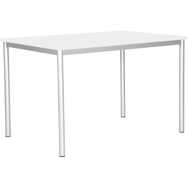 MILA Tisch 120x80, Tischhöhe 46 cm, gerade Ecken - alufarben - weiss