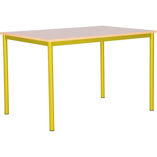 MILA Tisch 120x80, Tischhöhe 53 cm, gerade Ecken - gelb - Birke