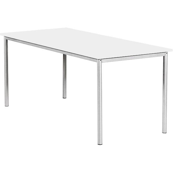 MILA Tisch 160x80, Tischhöhe 46 cm, gerade Ecken - alufarben - weiss