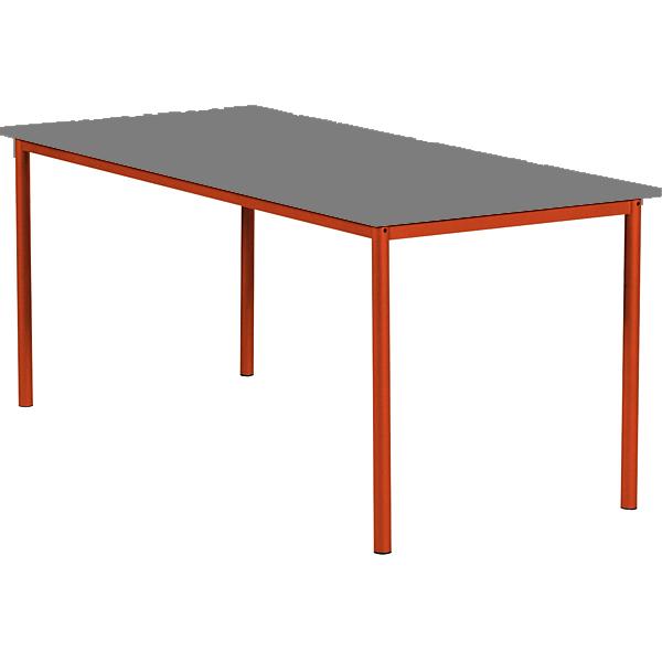 MILA Tisch 160x80, Tischhöhe 46 cm, gerade Ecken - rot - grau