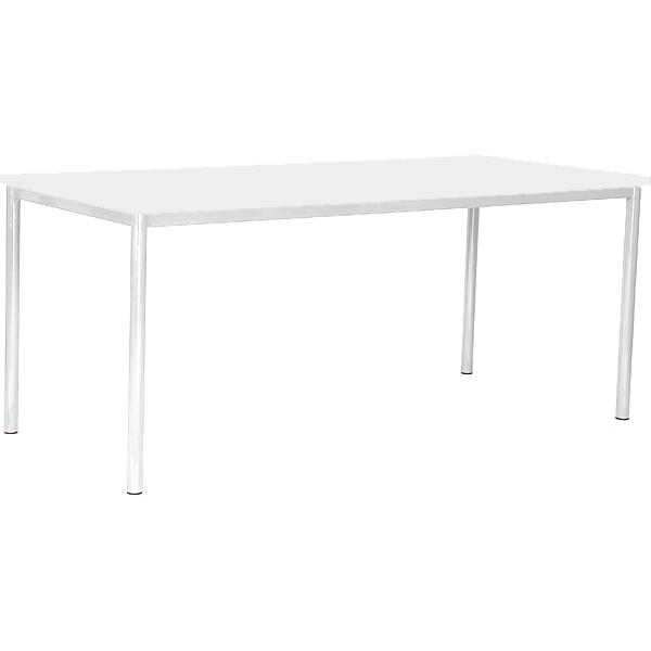 MILA Tisch 180x80, Tischhöhe 71 cm, gerade Ecken - alufarben - weiss