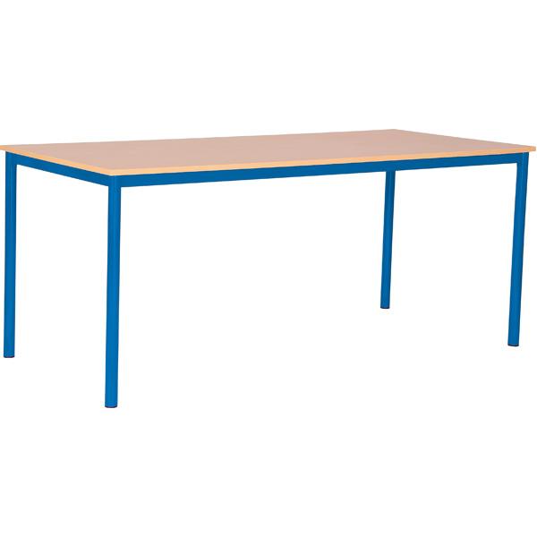 MILA Tisch 180x80, Tischhöhe 46 cm, gerade Ecken - blau - Buche