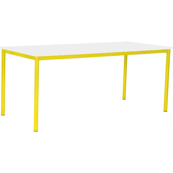 MILA Tisch 180x80, Tischhöhe 46 cm, gerade Ecken - gelb - weiss