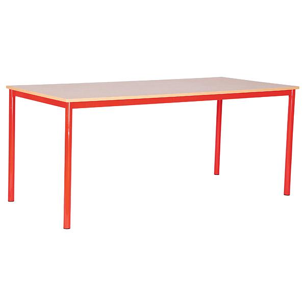 MILA Tisch 180x80, Tischhöhe 59 cm, gerade Ecken - rot - Birke