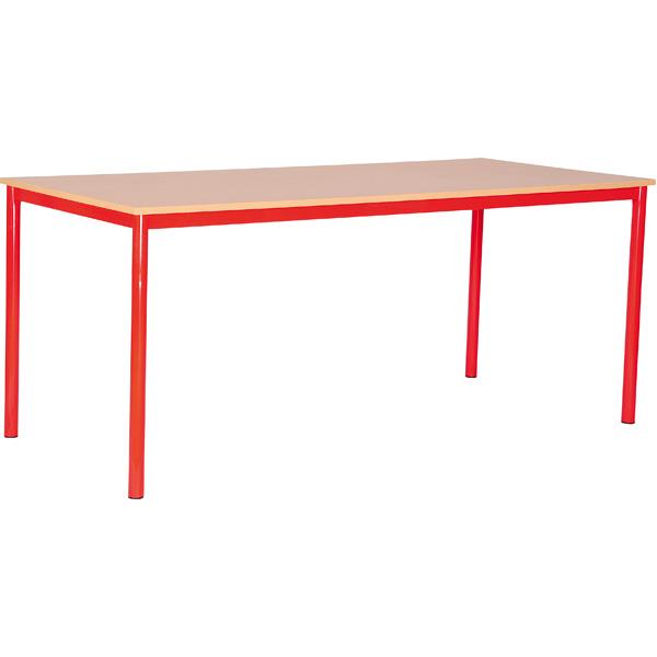 MILA Tisch 180x80, Tischhöhe 46 cm, gerade Ecken - rot - Buche