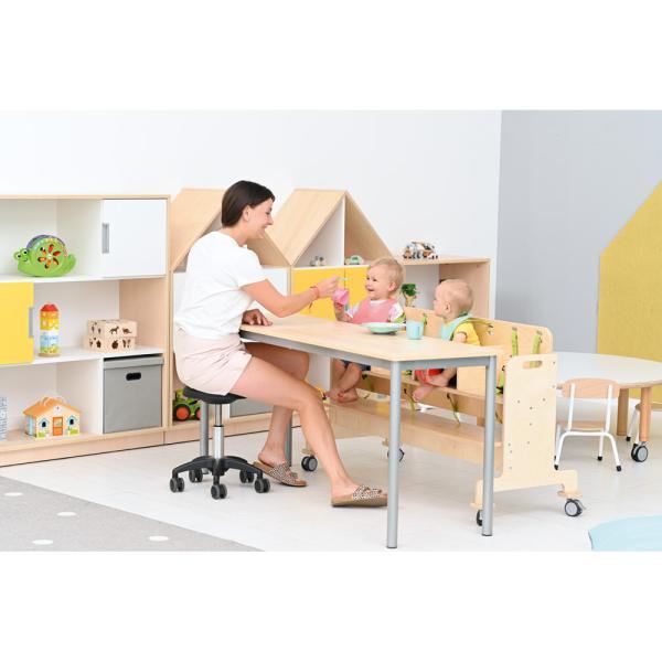 MILA Tisch 160x50, TH 71 cm (Gr. 5), gerade Ecken - alufarben - Ahorn