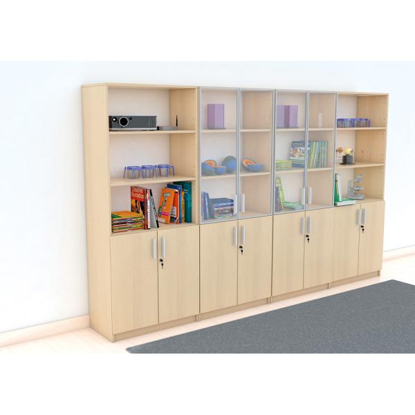 EXPO Schrank 185 mit Glasvitrine, Alurahmen