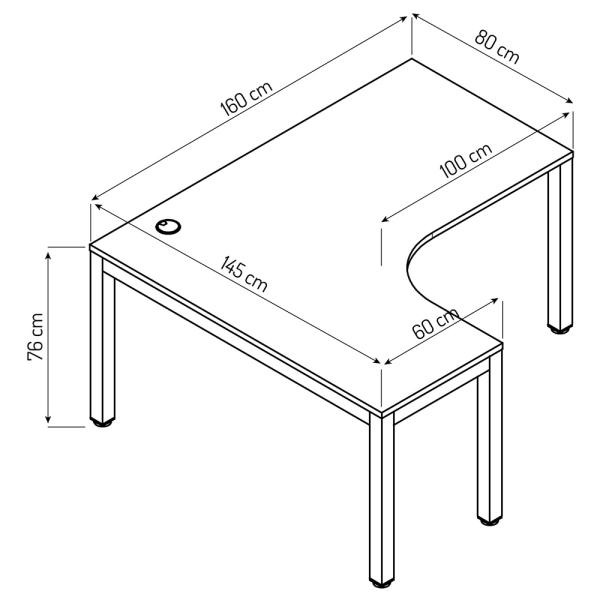 OPTO L-Schreibtisch 160, Sitzplatz rechts