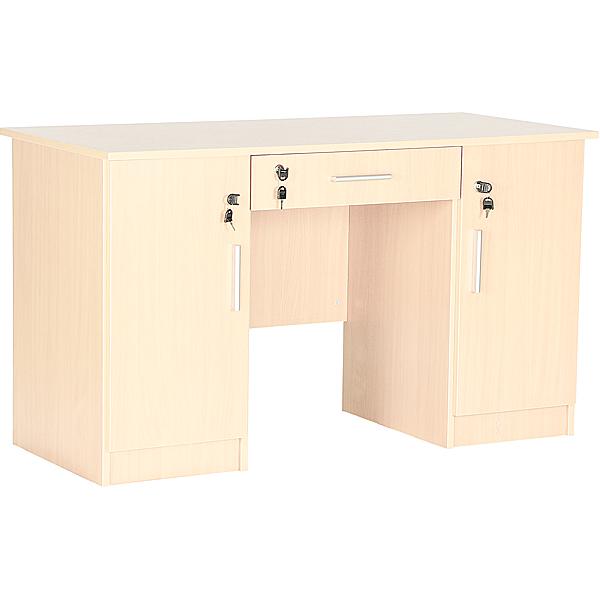 Schreibtisch Vigo mit 1 Schublade und 2 Türen, jeweils abschliessbar, Ahorn