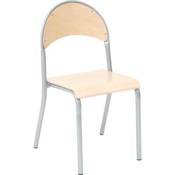 Stuhl P 5, Sitzhöhe 43 cm, für Tischhöhe 70 cm - alufarbig - Buche