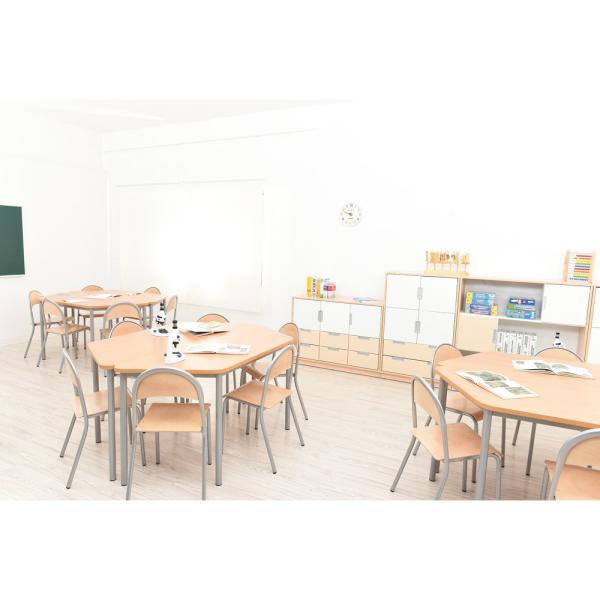 Stuhl P 6, Sitzhöhe 46 cm, für Tischhöhe 76 cm - alufarbig - Buche