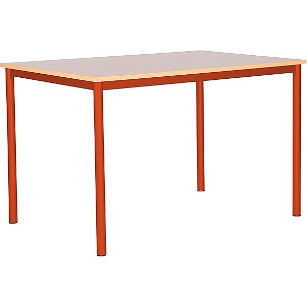 MILA Tisch 120x80, Tischhöhe 46 cm, gerade Ecken - rot - Ahorn