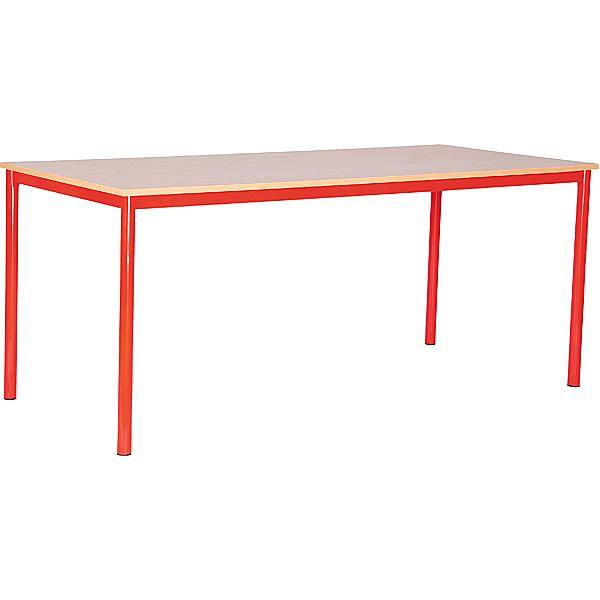 MILA Tisch 180x80, Tischhöhe 46 cm, gerade Ecken - rot - Ahorn