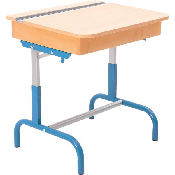 Kastentisch mit Höhenverstellung 3-5, Tischhöhe 58-70 cm - blau - Buche