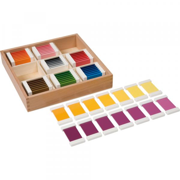 Montessori Farbtäfelchen - Schattierungskasten mit 9 Farben