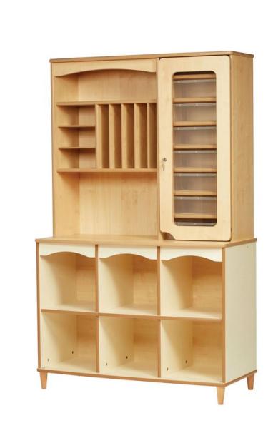 Hochschrank, abschliessbar, H 189 cm, Ahorn - Cremefarbig