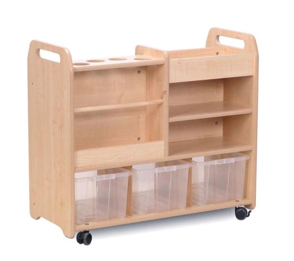 Natura Doppelseitiges Bastelregal auf Rollen, 3 Behälter