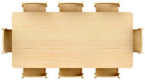 Natura Tisch gross, rechteckig, 150 x 69,5 cm + 8 Stühle Mill - Gr. 2