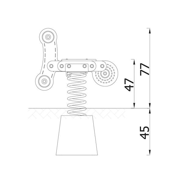 Milo Federwippe 2 Roller, Beton-Bodenanker