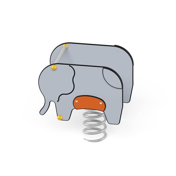 Federwippe Elefant, grau, Metall-Bodenanker