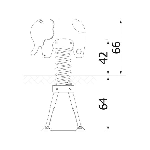Federwippe Elefant, grau, Metall-Bodenanker