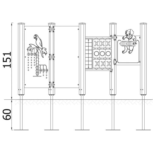 Quadro H Spielwände-Kombination, Holzpfosten