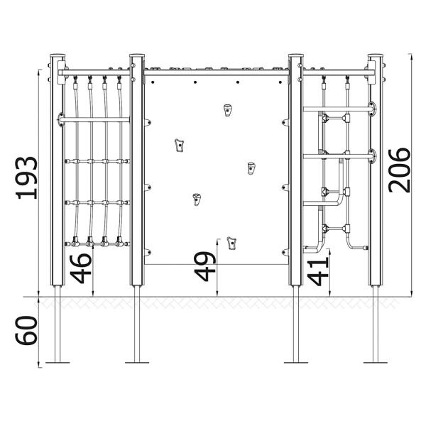 Klettersechseck, Holzpfosten