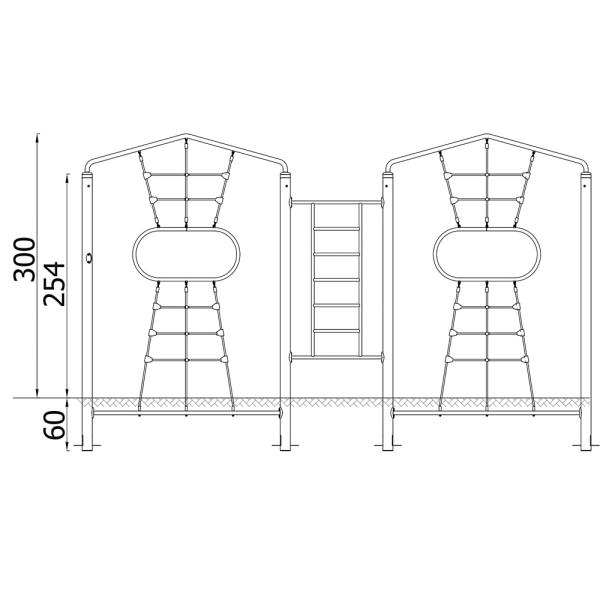Action4kids Doppeltes Kletternetz mit Leiter