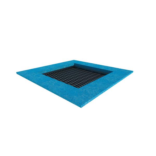 Trampolin Quadrat, klein - Matte schwarz, Kante blau