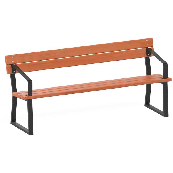 Sitzbank mit Stahlprofil, mit Armlehne