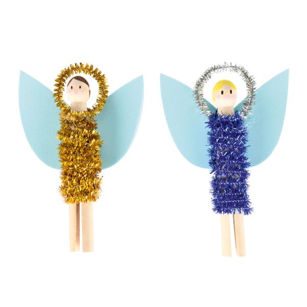 Engel aus Holzklammern