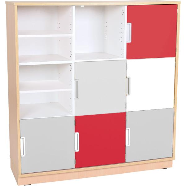 Schrank L mit 6 Türen, B 116 - rot/grau/weiss (Quadro 54-180°)