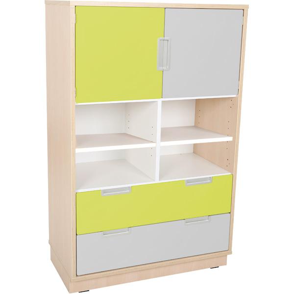 Kombischrank L mit 2 breiten Schubladen und 2 kleinen Türen (Quadro 56-180°)