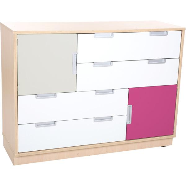 Asymmetrischer Schrank M, B 116 - weiss/grau/magenta (Quadro 60-180°)