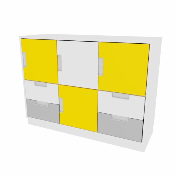 Schrank M mit 4 Türen und 4 Schubladen, B 116, weiss (Quadro 67-180°)