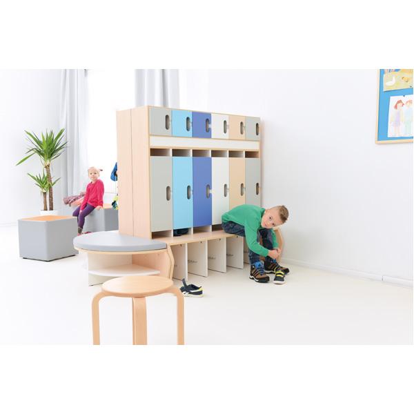 Garderobe Chamäleon 6, leise schliessend, Ahorn, Grau-Blau-Töne