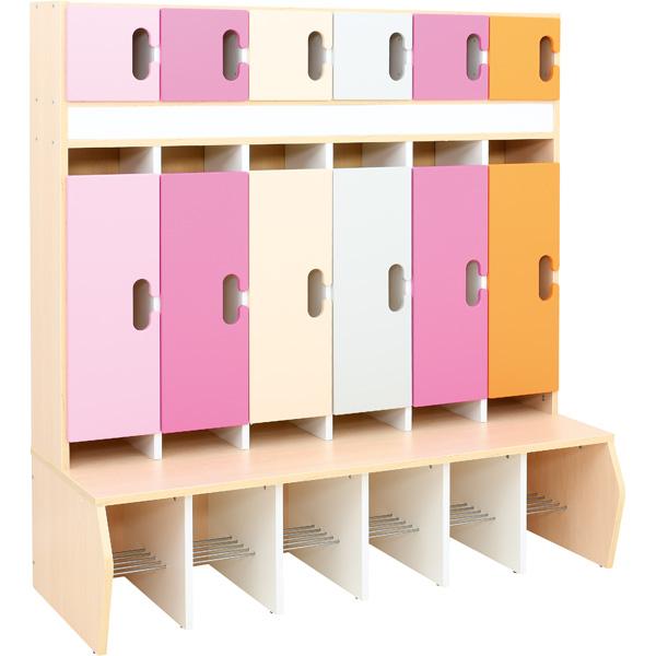 Garderobe Chamäleon 6, leise schliessend, Ahorn, Magenta-Orange-Töne