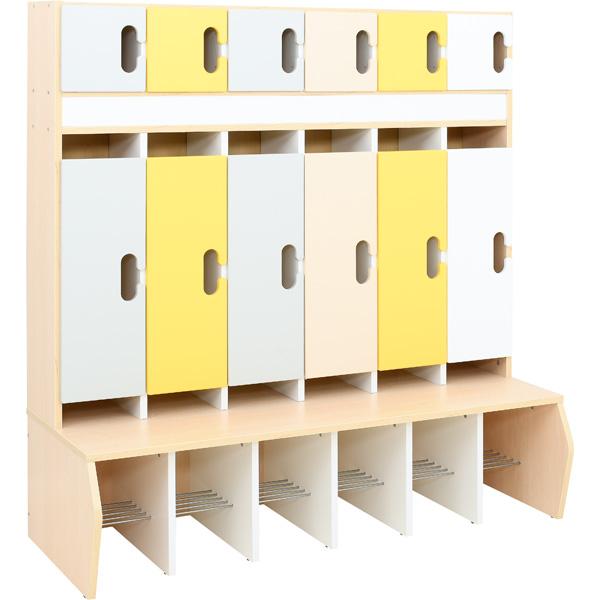 Garderobe Chamäleon 6, leise schliessend, Ahorn, Grau-Gelb-Töne