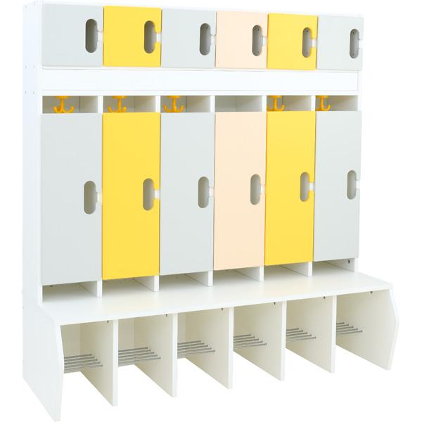 Garderobe Chamäleon 6, leise schliessend, weiss, Grau-Gelb-Töne
