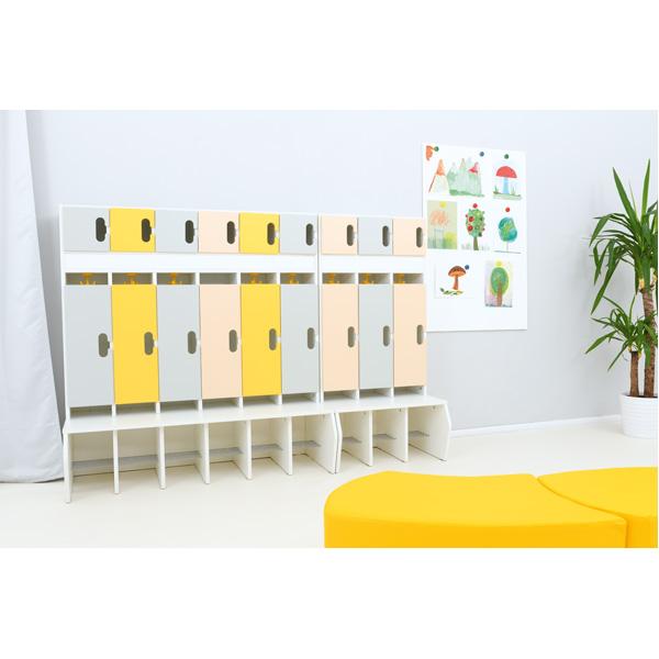 Garderobe Chamäleon 6, leise schliessend, weiss, Grau-Gelb-Töne