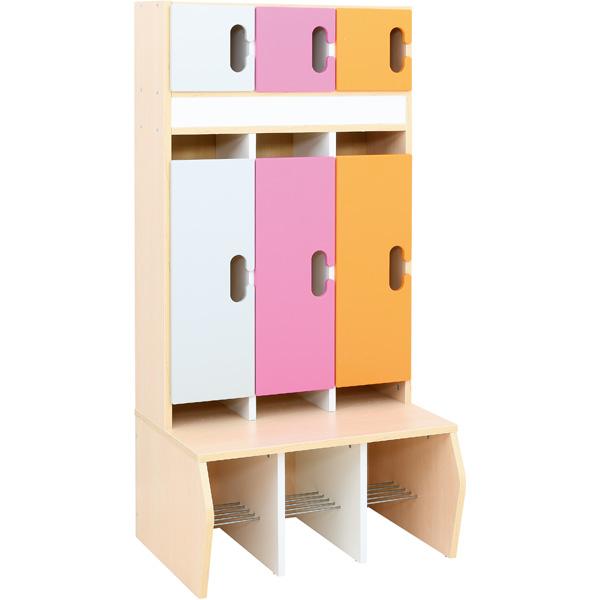 Garderobe Chamäleon 3, leise schliessend, Ahorn, Magenta-Orange-Töne
