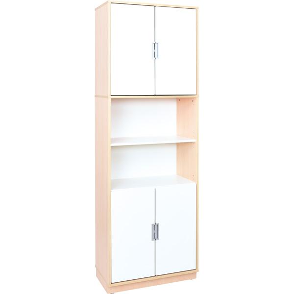 Hochschrank ohne Trennwand, H 238, mit offenem Fach, weiss (Quadro 119-180°)