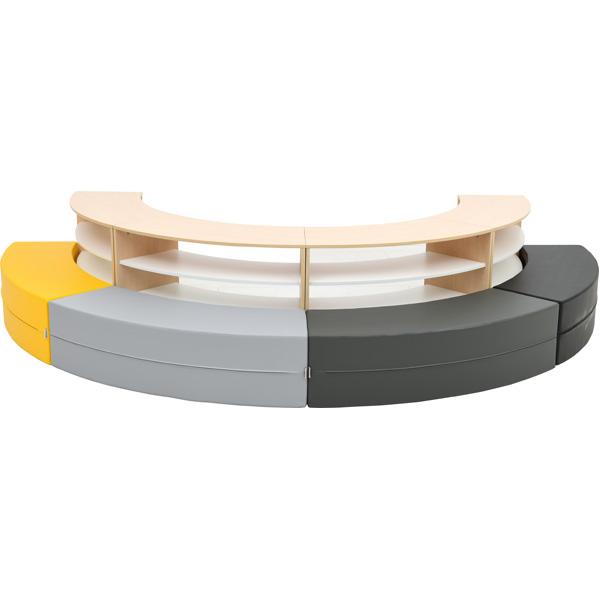 Sitzecke Paolo mit Schränken, aussen, Gelb-Grau-Töne - Ahorn (Quadro 154)