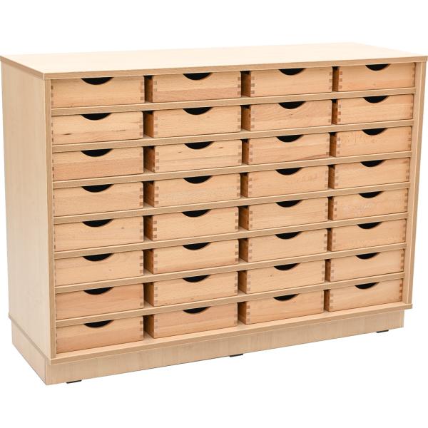 Flexi Schrank M, B 118 + 32 Holzbehältern flach (Flexi 133)