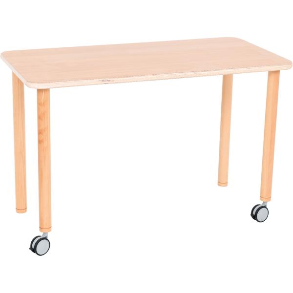 Mobiler Tisch Flexi, rechteckig, TH 76 cm - Buche