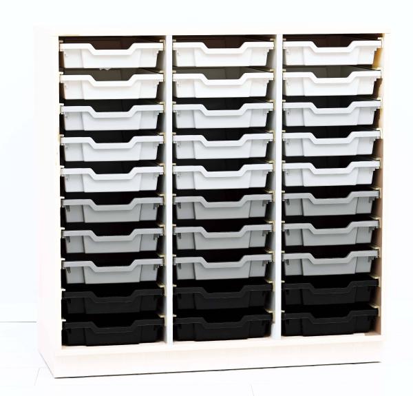 Regal M+ + 30 Behälter, B 104, weiss (Quadro 189W)